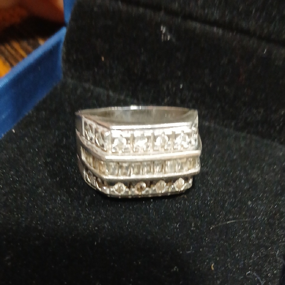 Men's Silver Stacked Ring 925 Size 8